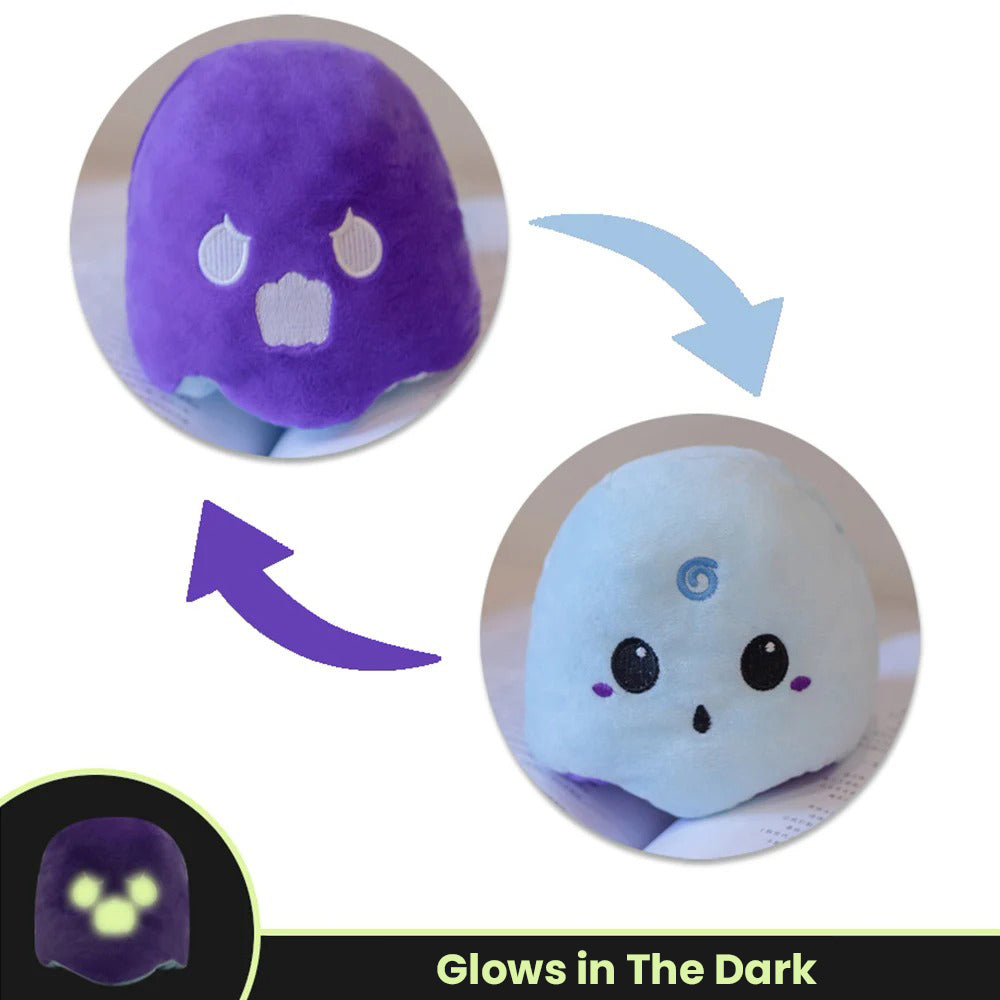 Reversible Ghost Plush - Moody Ghost Plush - Glow in the dark Ghost plush - Flip Ghost - Octoplush - Bright Blue & Purple