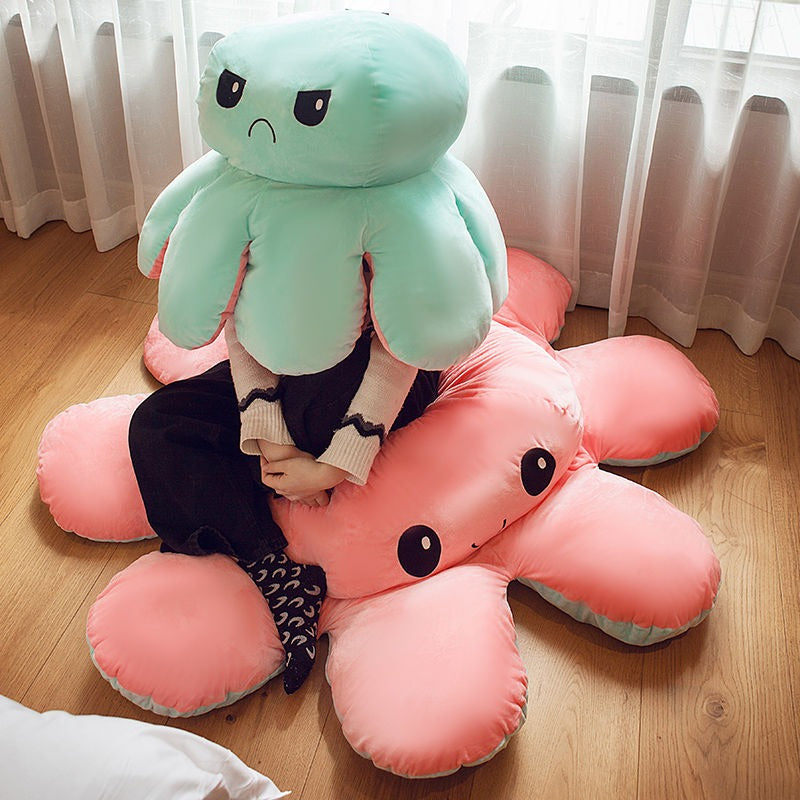 Mega Octoplush - Reversible Extra Large Octopus Plush - Giant Reversible Octopus Plush - Human Size - 130cm - 51 inch - Super Sized Octoplush - Reversible Octopus - Both Colors on Floor