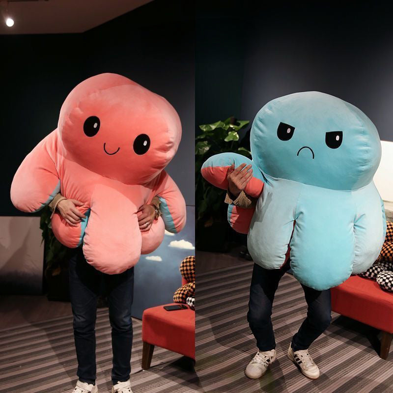 Mega Octoplush - Reversible Extra Large Octopus Plush - Giant Reversible Octopus Plush - Human Size - 130cm - 51 inch - Super Sized Octoplush - Reversible Octopus - Split Pink n Blue