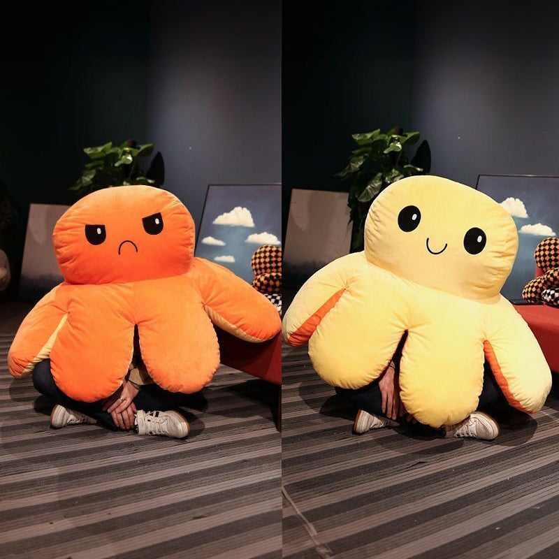 Mega Octoplush - Reversible Extra Large Octopus Plush - Giant Reversible Octopus Plush - Human Size - 130cm - 51 inch - Super Sized Octoplush - Reversible Octopus - Split Yellow n Orange