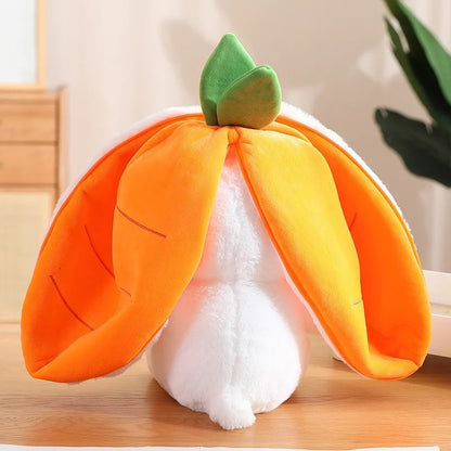 Back view of Reversible Bunny Plush with Carrot Ears - Soft Kawaii Stuffed Animal - Octoplush