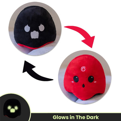 Reversible Ghost Plush - Moody Ghost Plush - Glow in the dark Ghost plush - Flip Ghost - Octoplush - Black & Red