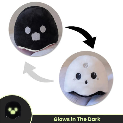 Reversible Ghost Plush - Moody Ghost Plush - Glow in the dark Ghost plush - Flip Ghost - Octoplush - Black & White