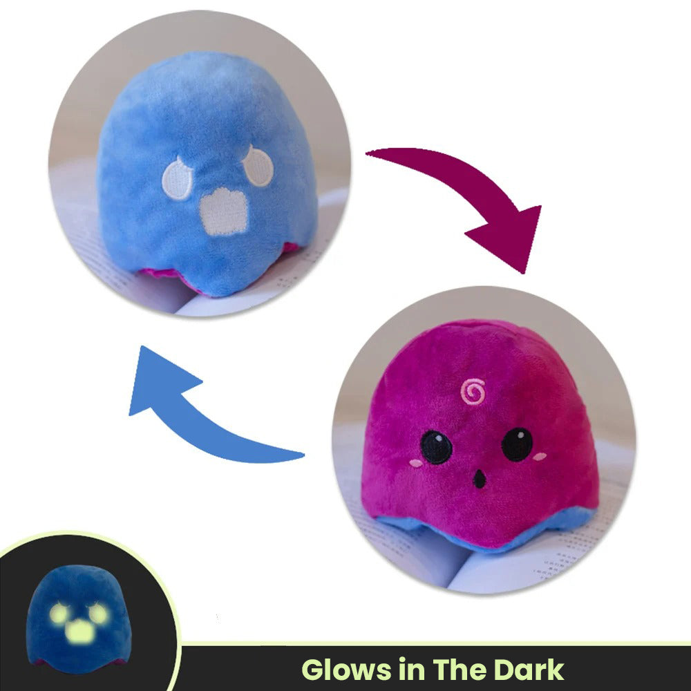 Reversible Ghost Plush - Moody Ghost Plush - Glow in the dark Ghost plush - Flip Ghost - Octoplush - Blue & Purple
