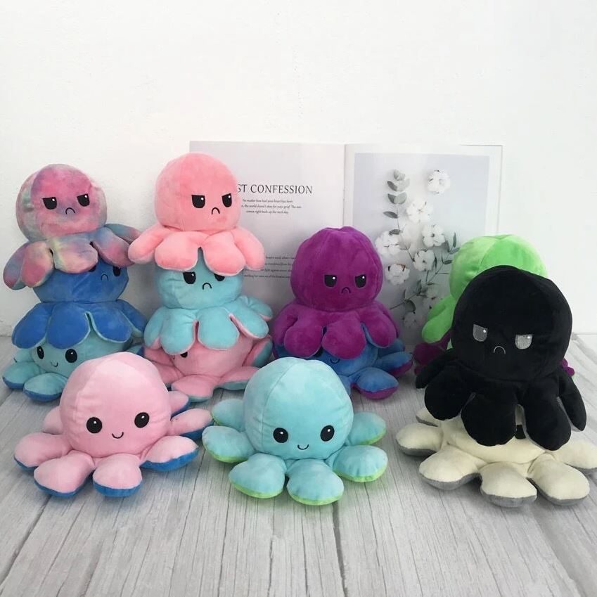 Reversible Octopus Plush Octoplush Octoplushi Official Octoplush TeeTurtle Moody Octopus Plush Toy Trend Flip Plush Soft Gift Reversible Moody Toy Reversible Octoplush